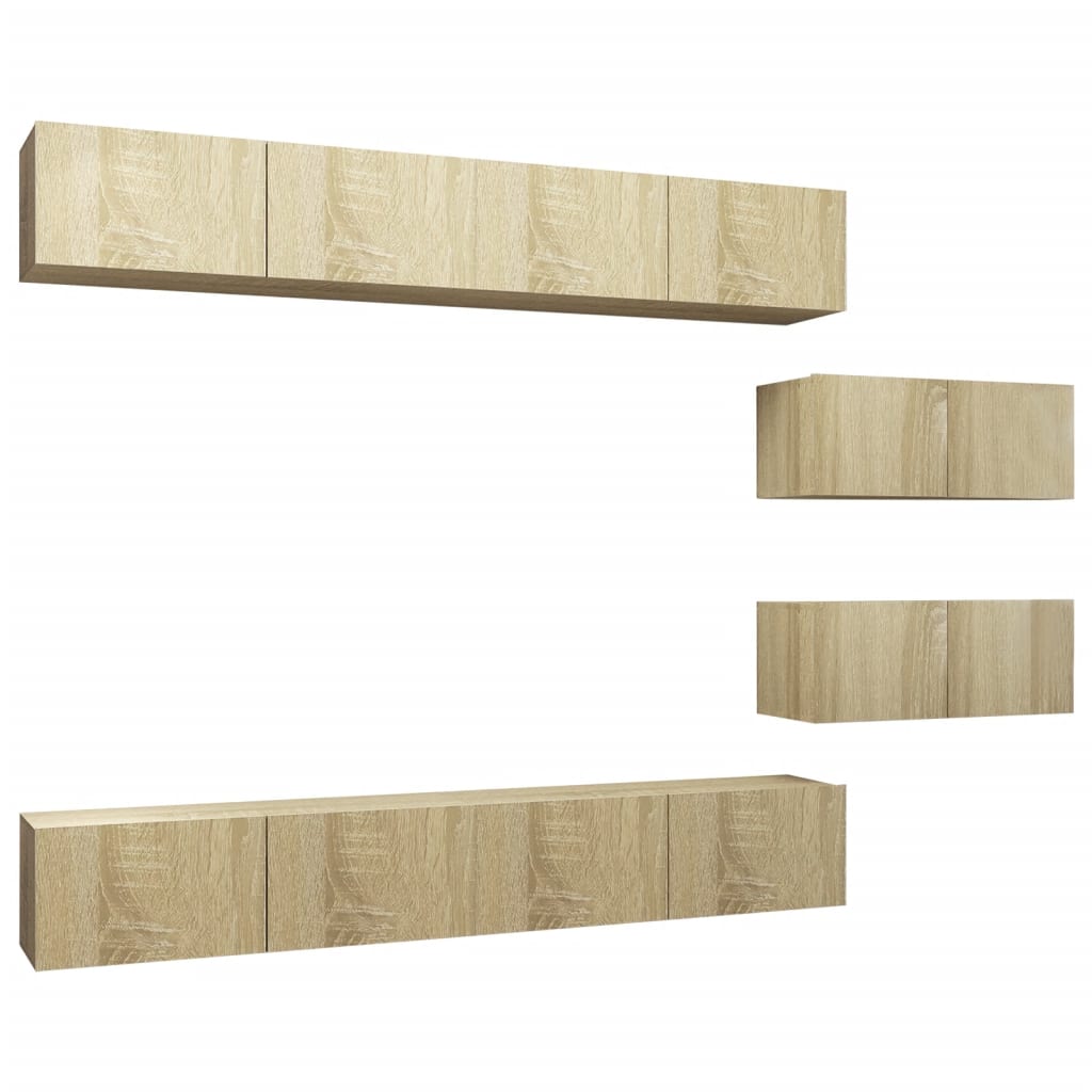 Ensemble de meuble TV 6 pcs Chêne sonoma Bois d'ingénierie - XIOS