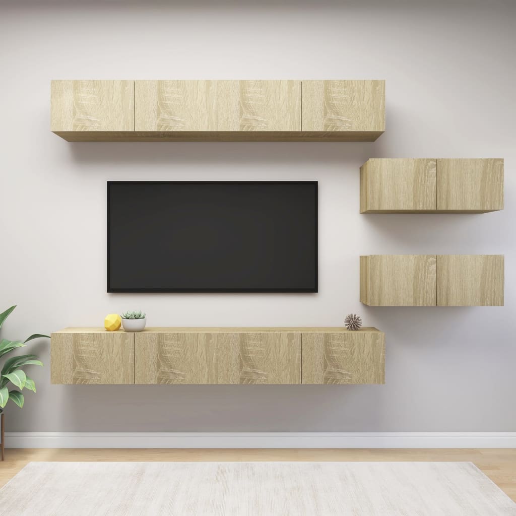 Ensemble de meuble TV 6 pcs Chêne sonoma Bois d'ingénierie - XIOS