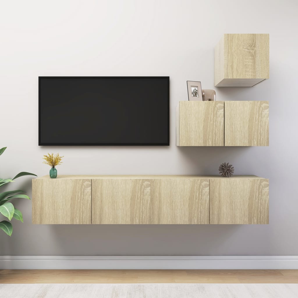 Ensemble de meuble TV 4 pcs Chêne sonoma Bois d'ingénierie - XIOS
