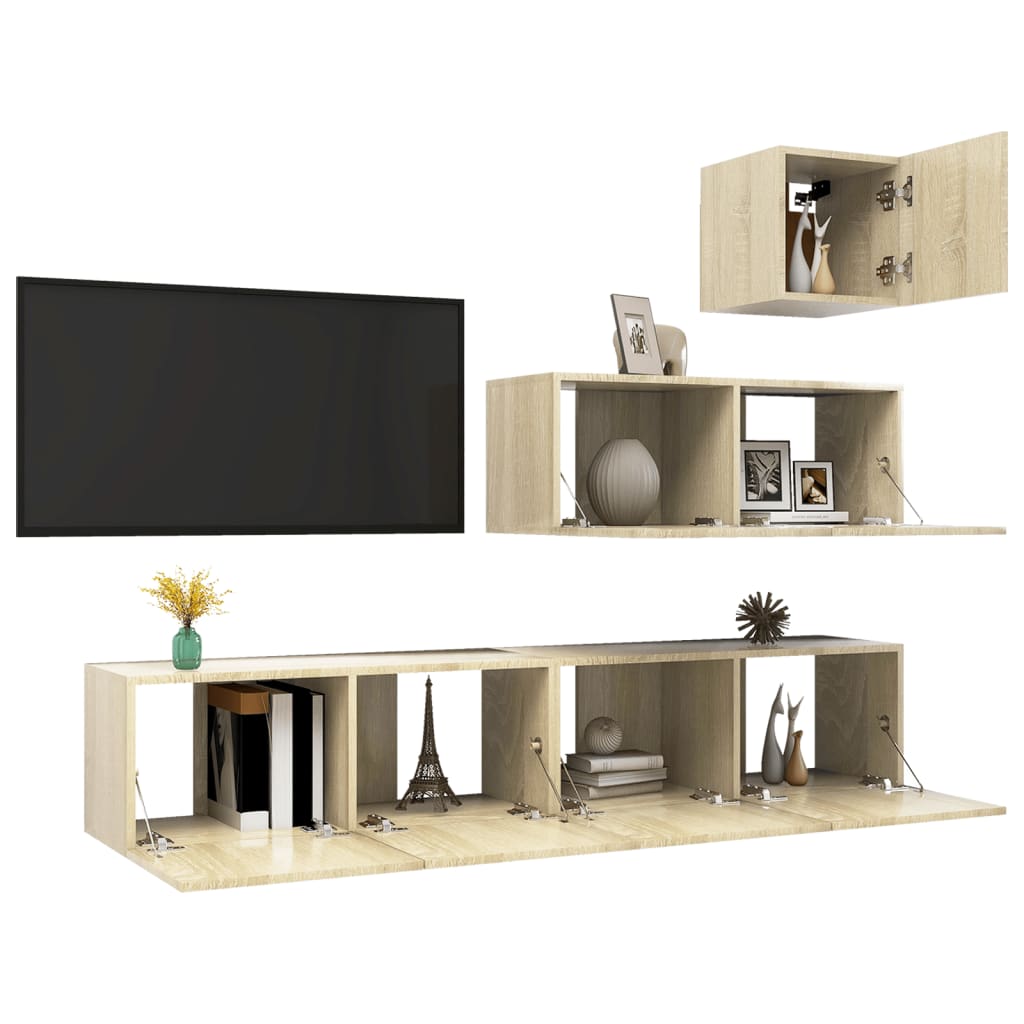 Ensemble de meubles TV 4 pcs Chêne sonoma Bois d'ingénierie - XIOS