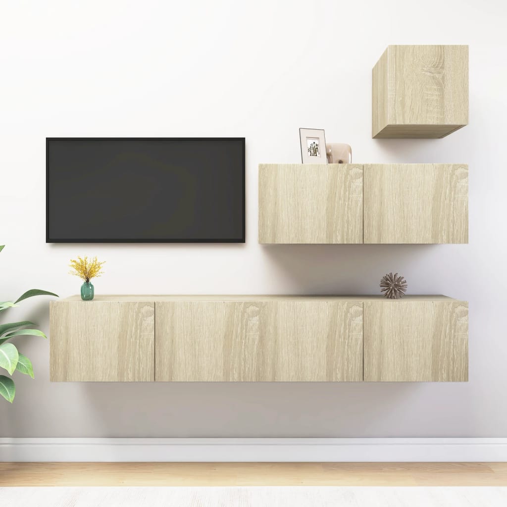 Ensemble de meubles TV 4 pcs Chêne sonoma Bois d'ingénierie - XIOS