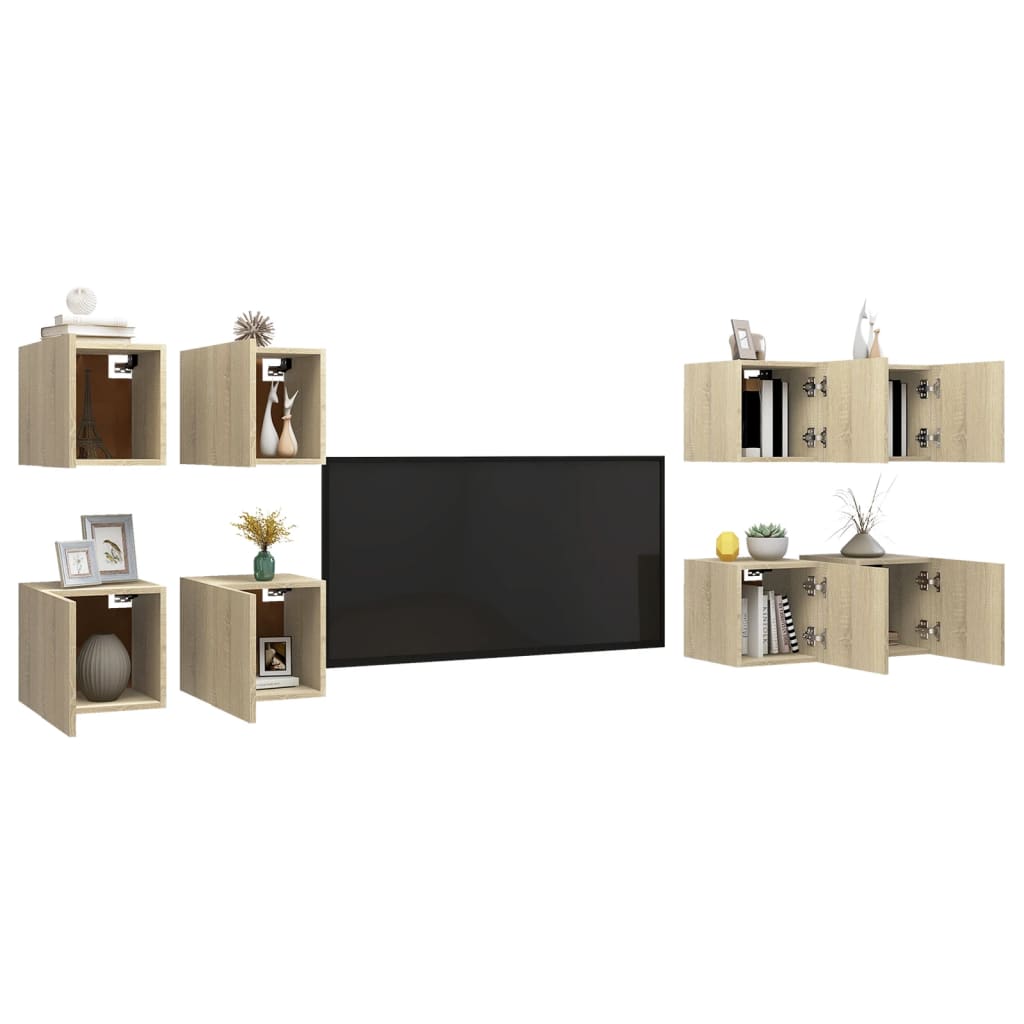 Meubles TV muraux 8 pcs Chêne sonoma 30,5x30x30 cm - XIOS