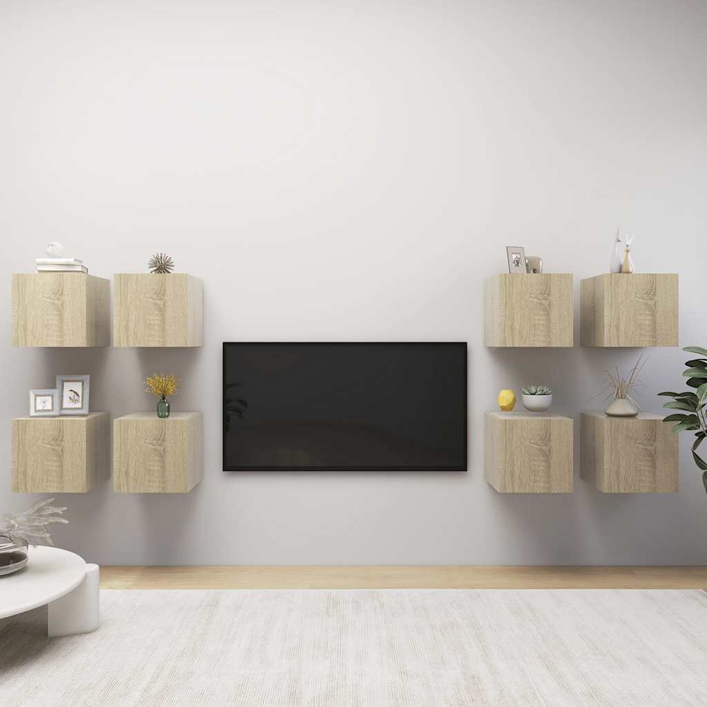Meubles TV muraux 8 pcs Chêne sonoma 30,5x30x30 cm - XIOS