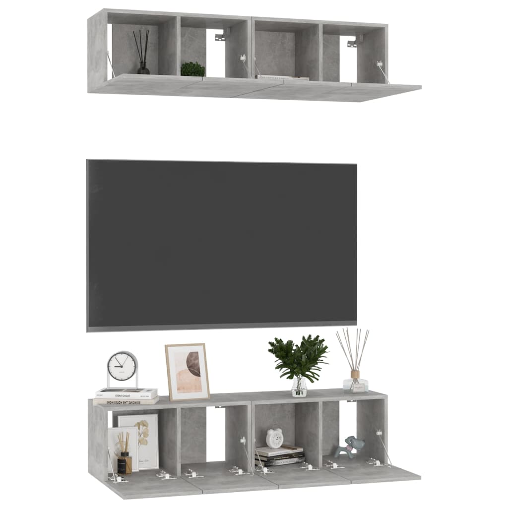 Meubles TV 4 pcs Gris béton 60x30x30 cm Bois d'ingénierie - XIOS