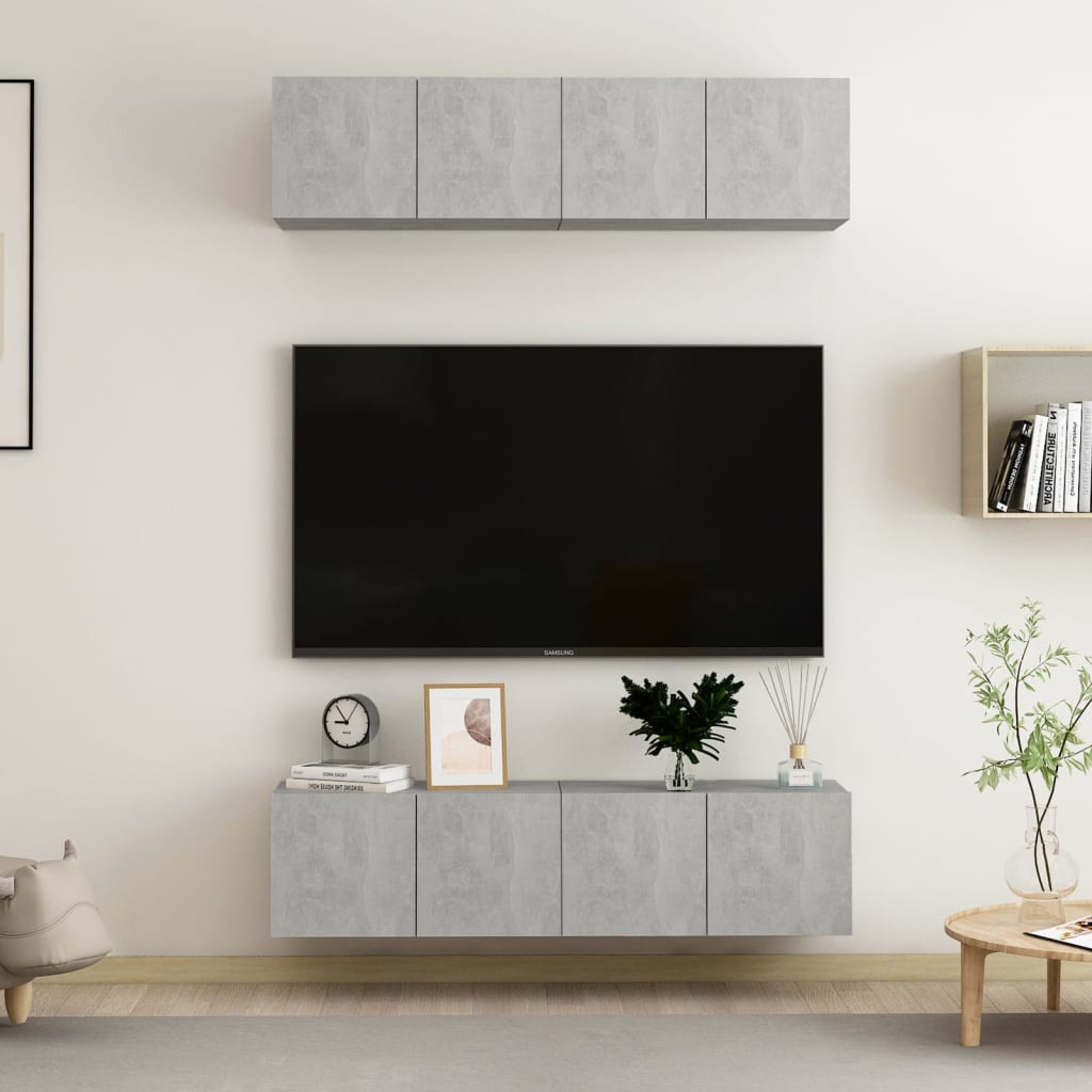 Meubles TV 4 pcs Gris béton 60x30x30 cm Bois d'ingénierie - XIOS
