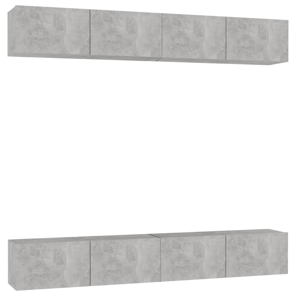 Meubles TV 4 pcs Gris béton 100x30x30 cm Bois d'ingénierie - XIOS