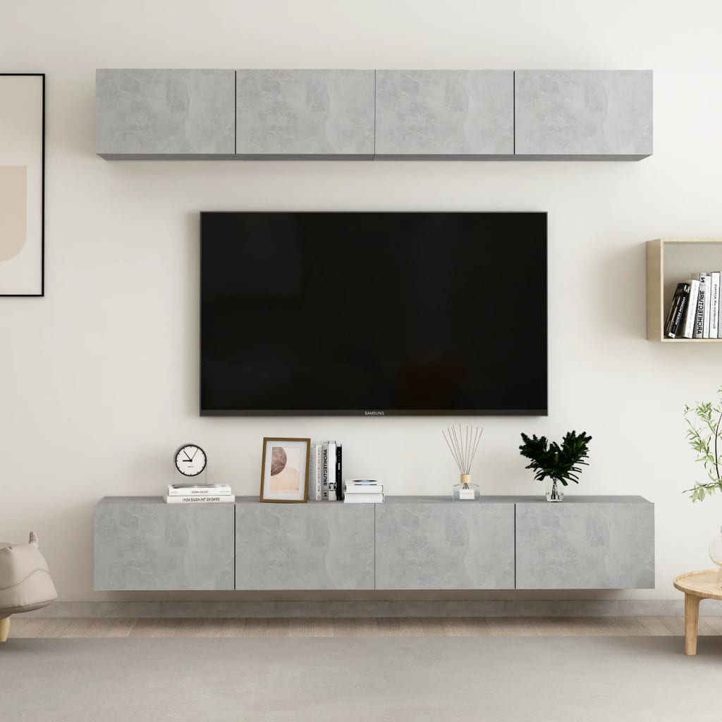 Meubles TV 4 pcs Gris béton 100x30x30 cm Bois d'ingénierie - XIOS
