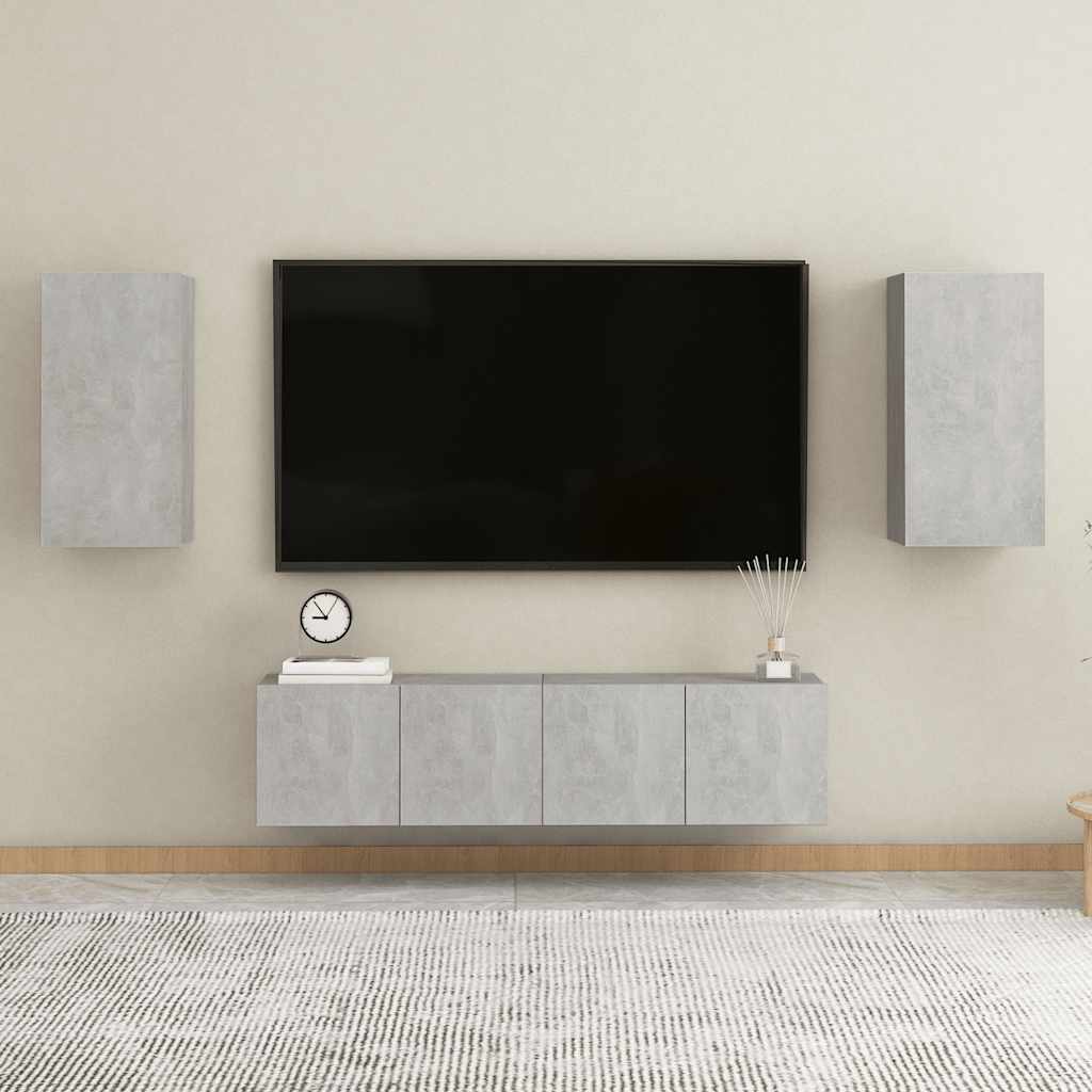 Ensemble de meubles TV 4 pcs Gris béton Bois d'ingénierie - XIOS