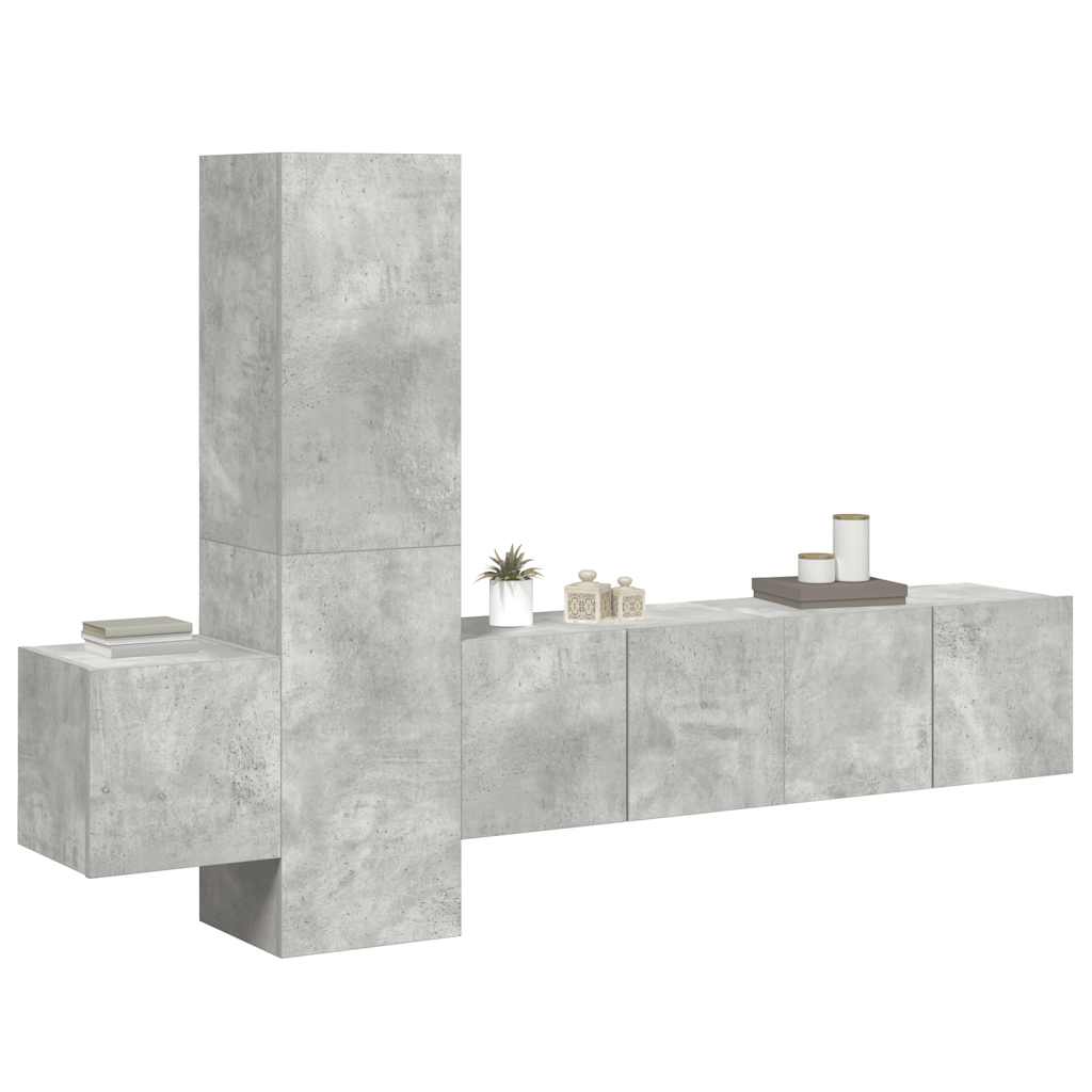 Ensemble de meubles TV 5 pcs Gris béton Bois d'ingénierie - XIOS