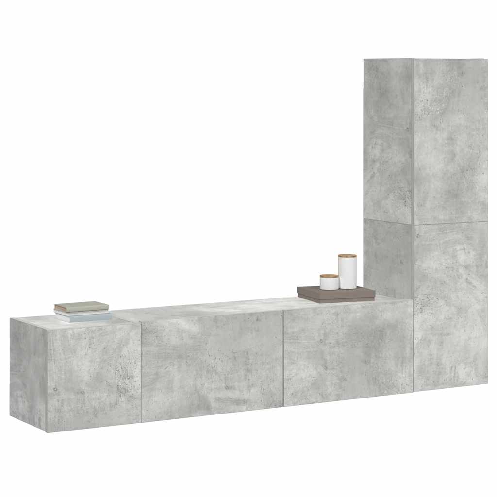Ensemble de meubles TV 3 pcs Gris béton Bois d'ingénierie - XIOS