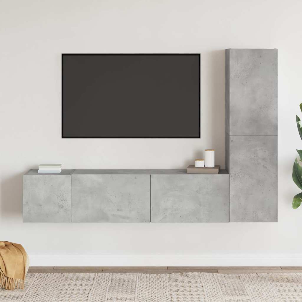 Ensemble de meubles TV 3 pcs Gris béton Bois d'ingénierie - XIOS