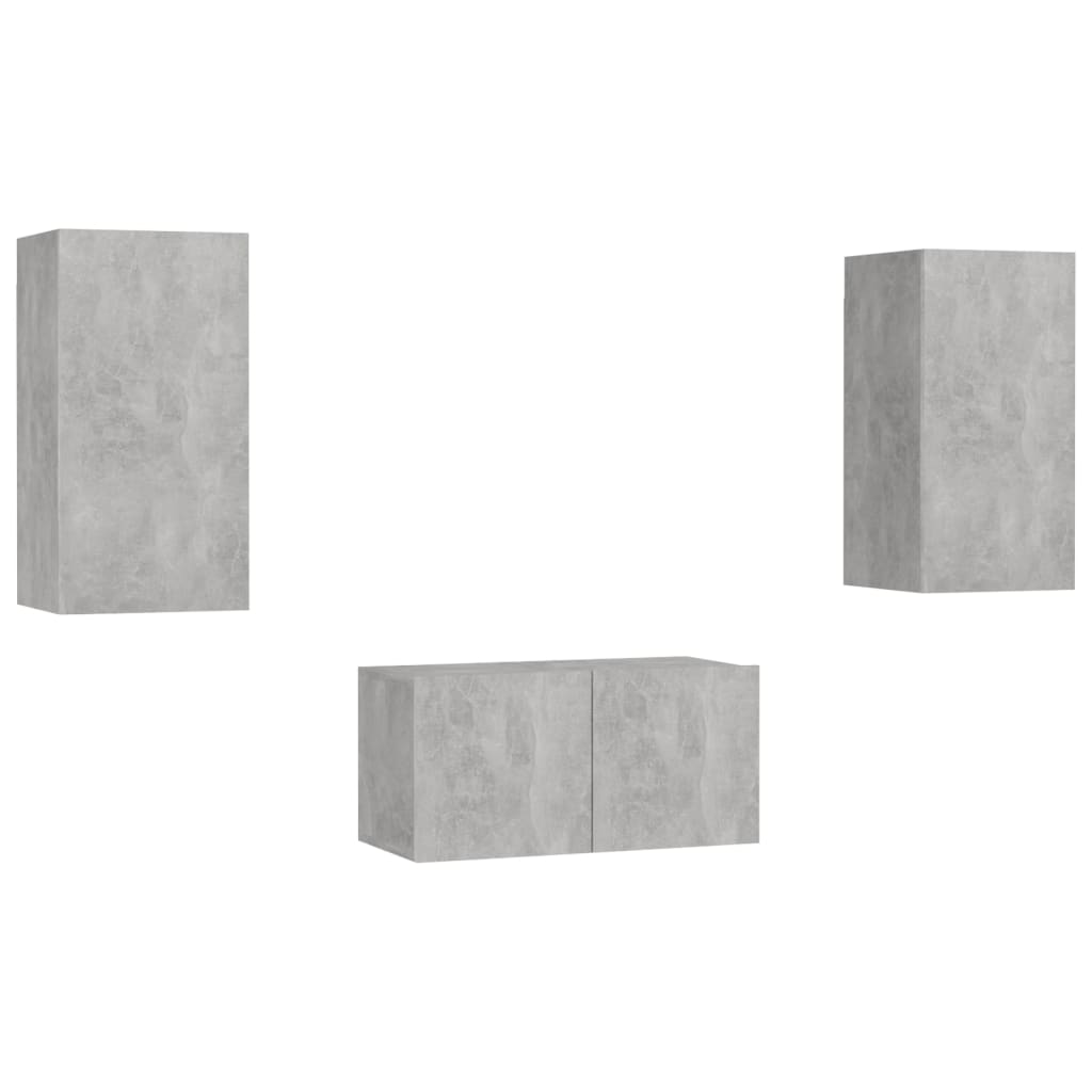 Ensemble de meubles TV 3 pcs Gris béton Bois d'ingénierie - XIOS
