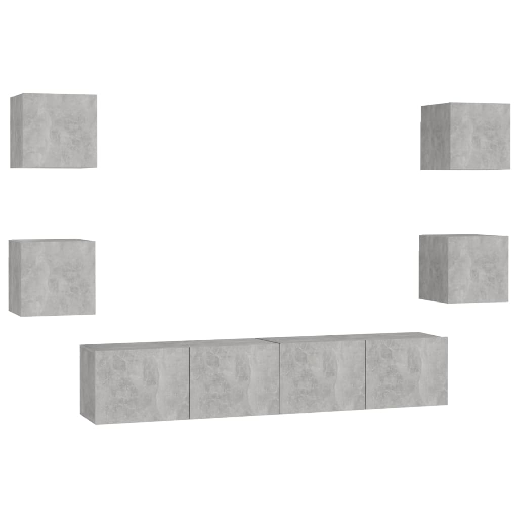 Ensemble de meubles TV 6 pcs Gris béton Bois d'ingénierie - XIOS