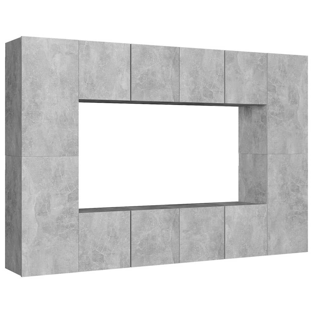 Ensemble de meubles TV 8 pcs Gris béton Bois d'ingénierie