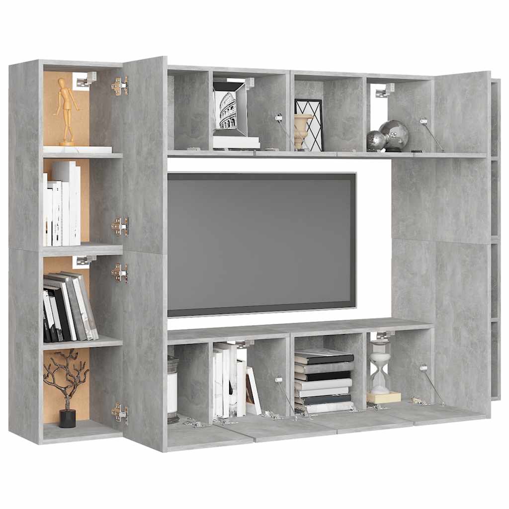 Ensemble de meubles TV 8 pcs Gris béton Bois d'ingénierie - XIOS