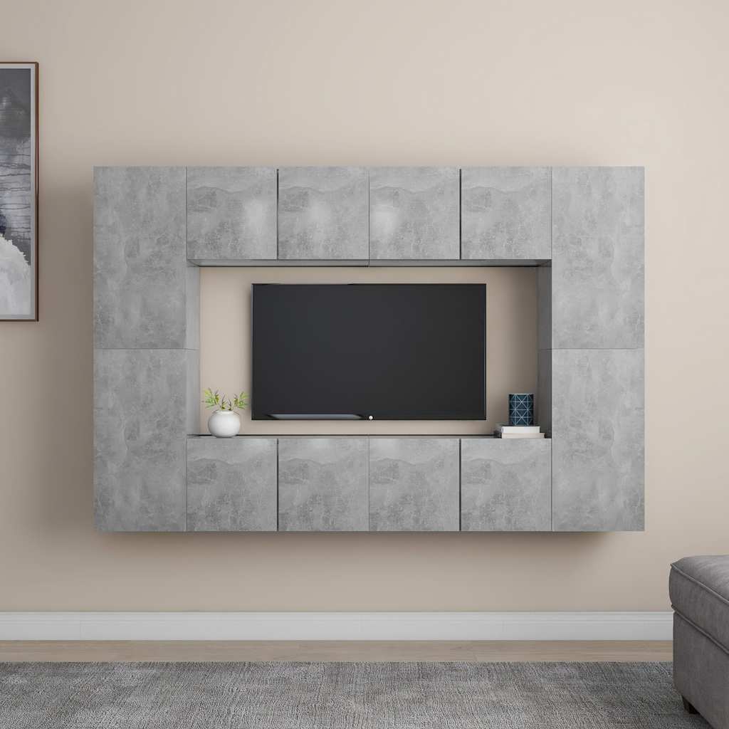 Ensemble de meubles TV 8 pcs Gris béton Bois d'ingénierie - XIOS
