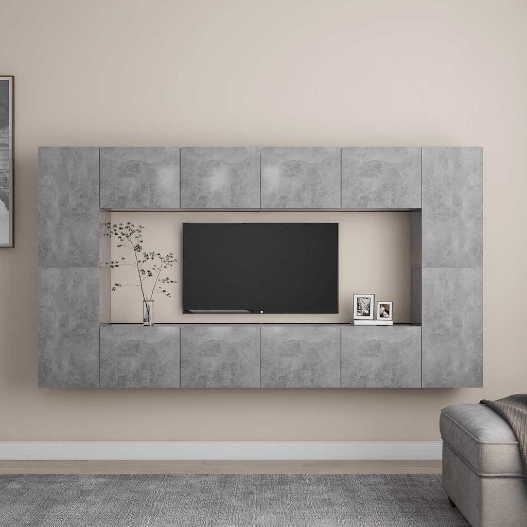 Ensemble de meubles TV 8 pcs Gris béton Bois d'ingénierie - XIOS