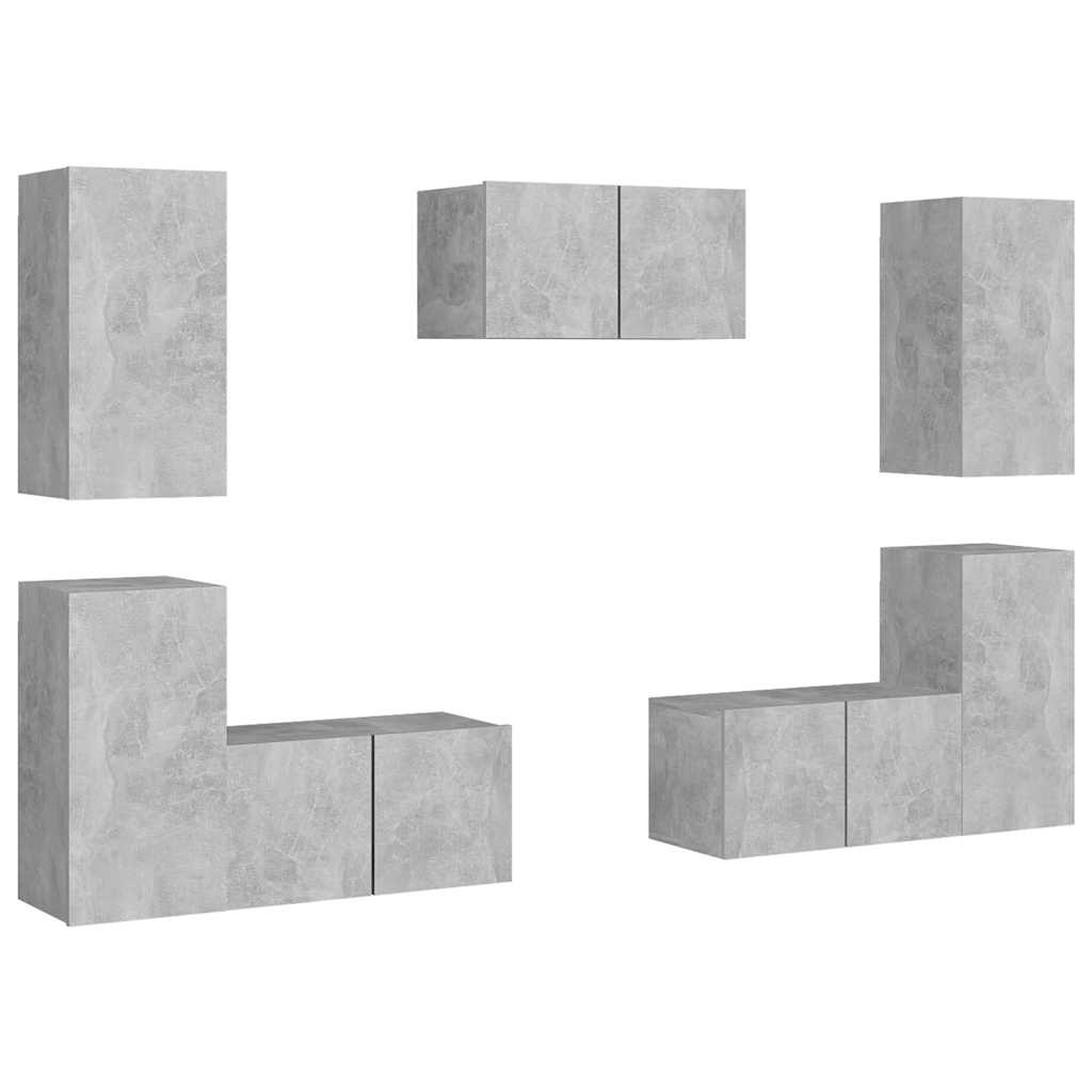 Ensemble de meubles TV 7 pcs Gris béton Bois d'ingénierie - XIOS
