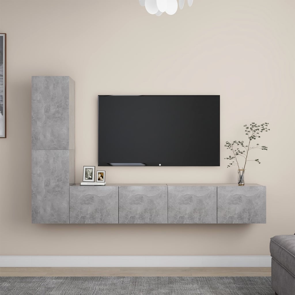 Ensemble de meubles TV 4 pcs Gris béton Bois d'ingénierie - XIOS