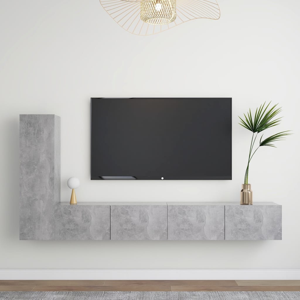 Ensemble de meubles TV 3 pcs Gris béton Bois d'ingénierie - XIOS
