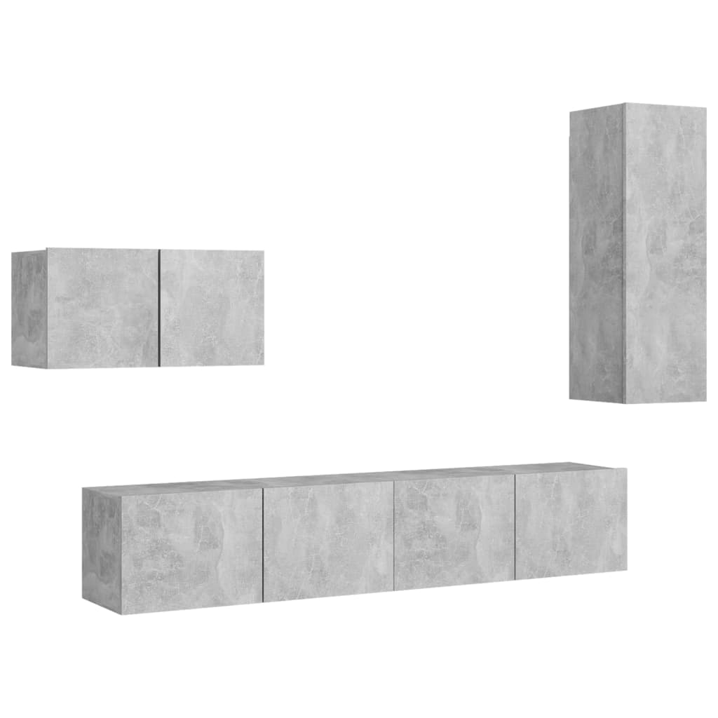 Ensemble de meubles TV 4 pcs Gris béton Bois d'ingénierie - XIOS