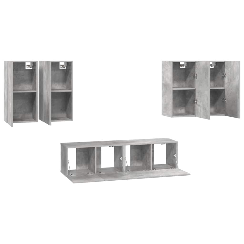 Ensemble de meuble TV 6 pcs Gris béton Bois d'ingénierie - XIOS