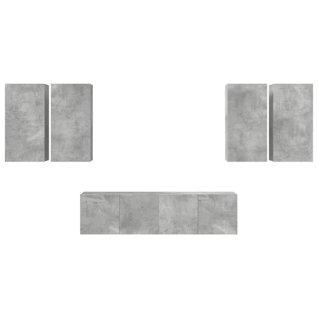 Ensemble de meuble TV 6 pcs Gris béton Bois d'ingénierie