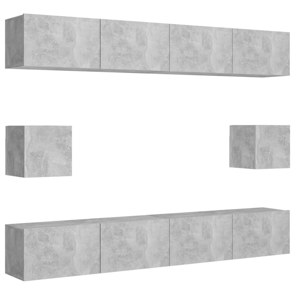 Ensemble de meubles TV 6 pcs Gris béton Bois d'ingénierie - XIOS