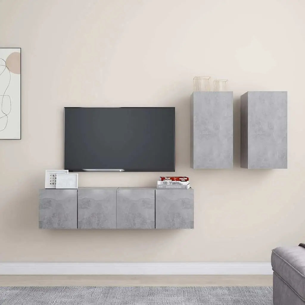 Ensemble de meubles TV 4 pcs Gris béton Bois d’ingénierie - XIOS