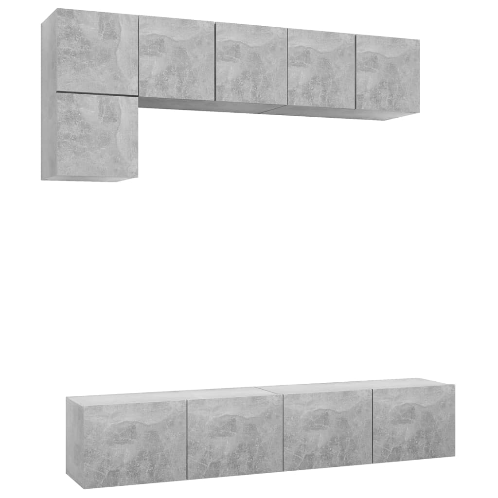 Ensemble de meubles TV 5 pcs Gris béton Bois d'ingénierie - XIOS