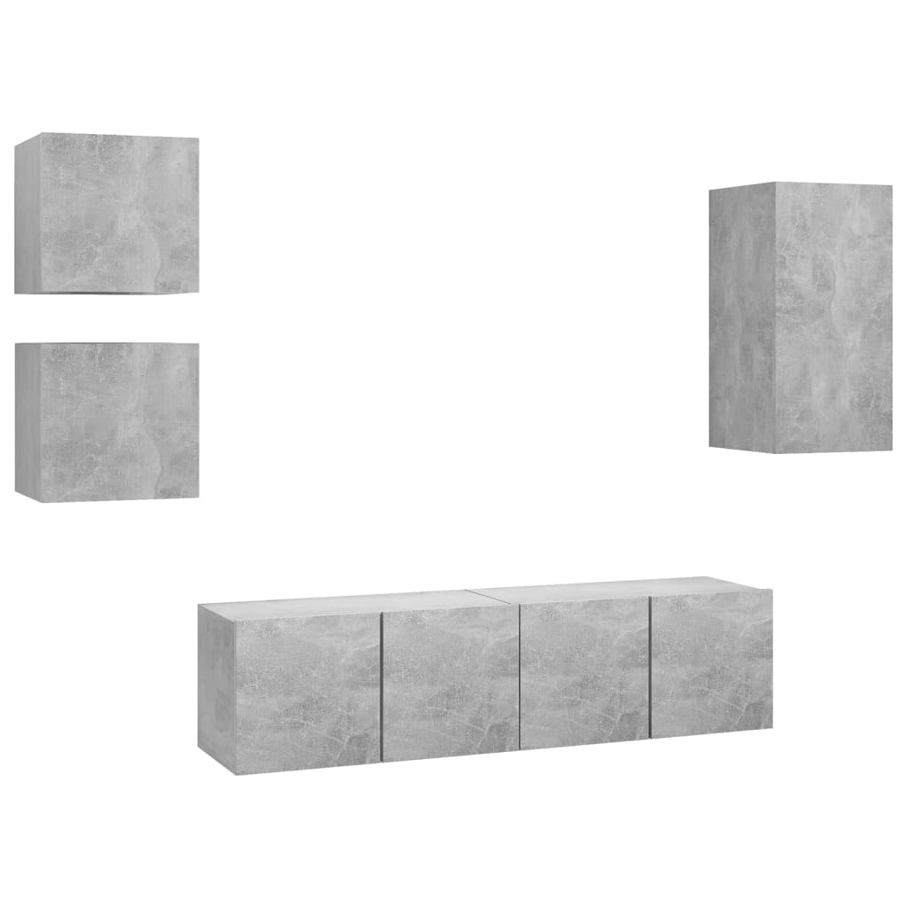 Ensemble de meubles TV 5 pcs Gris béton Bois d'ingénierie - XIOS