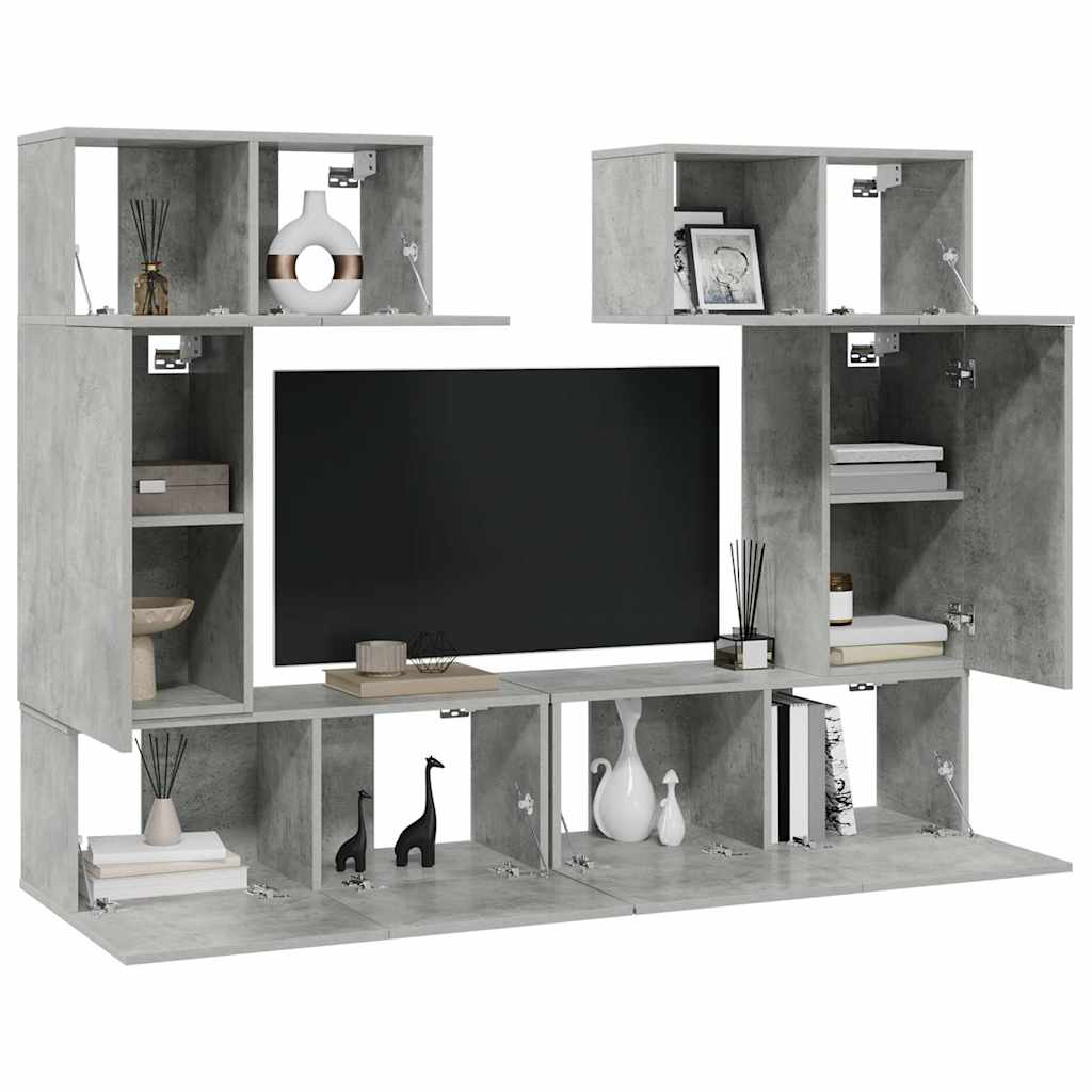 Ensemble de meuble TV 6 pcs Gris béton Bois d'ingénierie - XIOS