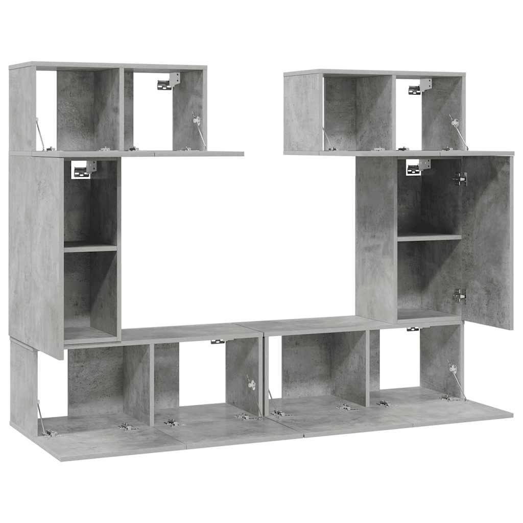 Ensemble de meuble TV 6 pcs Gris béton Bois d'ingénierie - XIOS