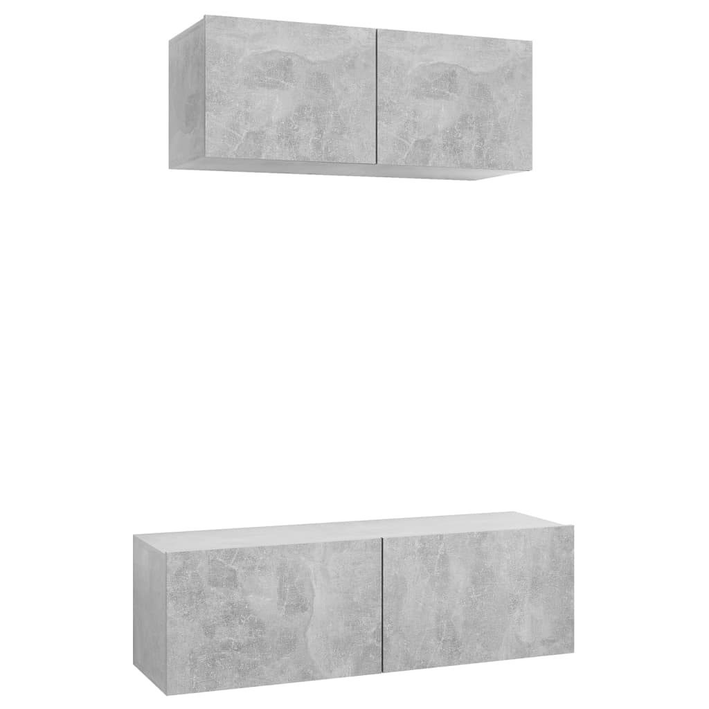 Ensemble de meubles TV 2 pcs Gris béton Bois d'ingénierie - XIOS