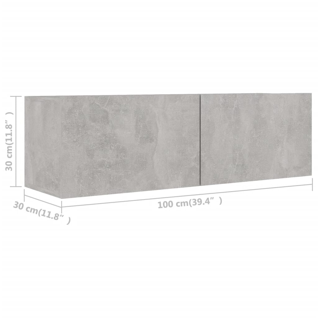Ensemble de meubles TV 2 pcs Gris béton Bois d'ingénierie - XIOS