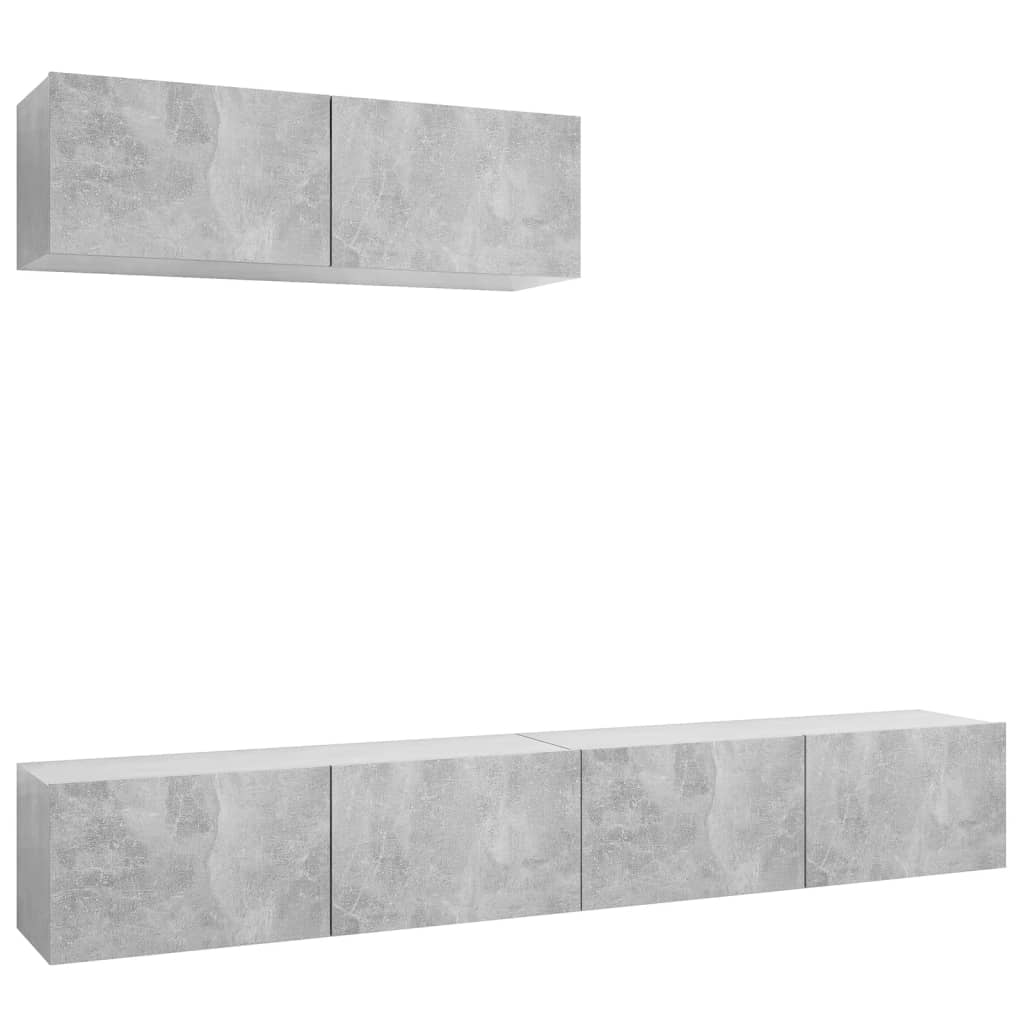 Meubles TV 3 pcs Gris béton Bois d'ingénierie - XIOS