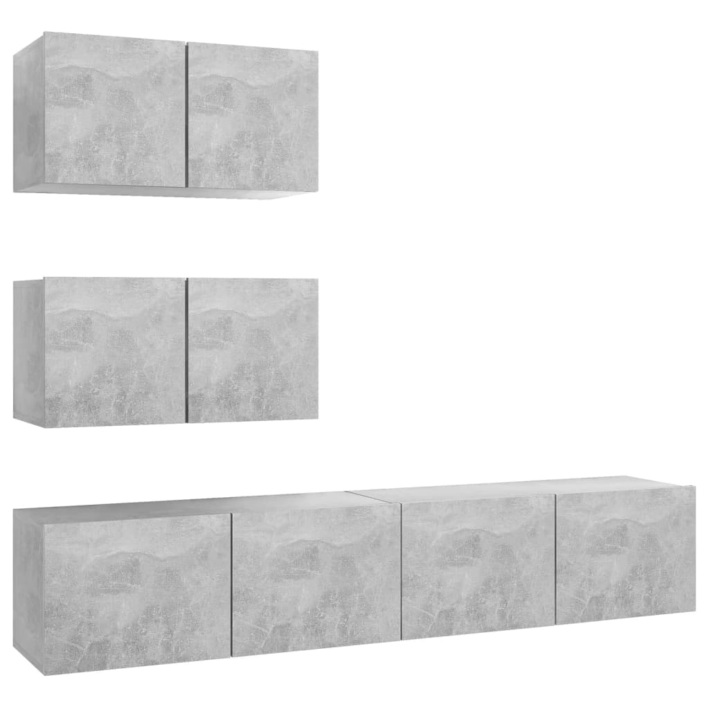 Ensemble de meubles TV 4 pcs Gris béton Bois d'ingénierie - XIOS
