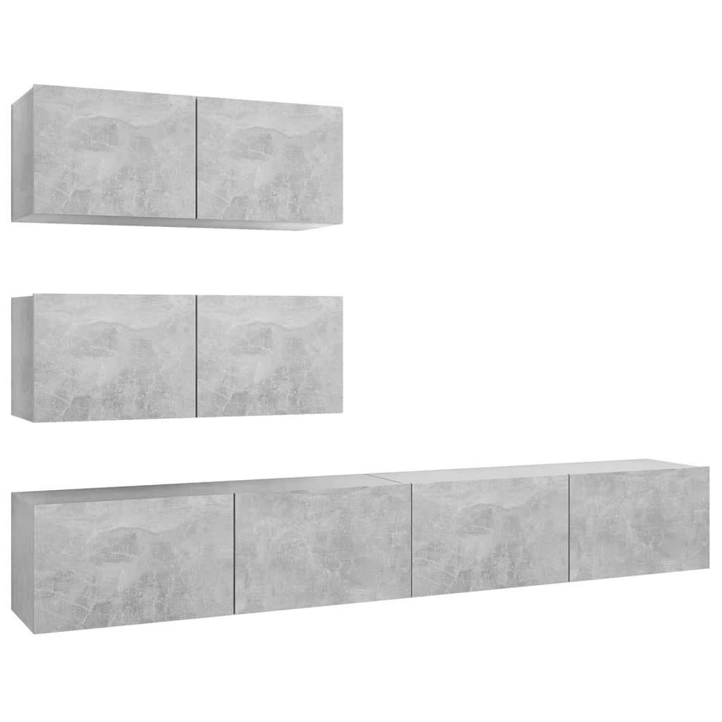 Ensemble de meubles TV 4 pcs Gris béton Bois d'ingénierie - XIOS