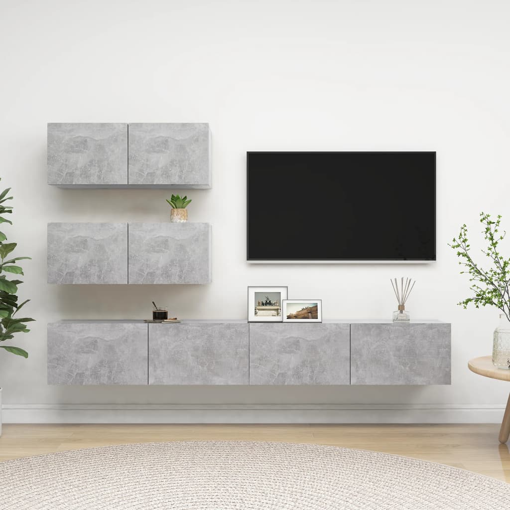 Ensemble de meubles TV 4 pcs Gris béton Bois d'ingénierie - XIOS