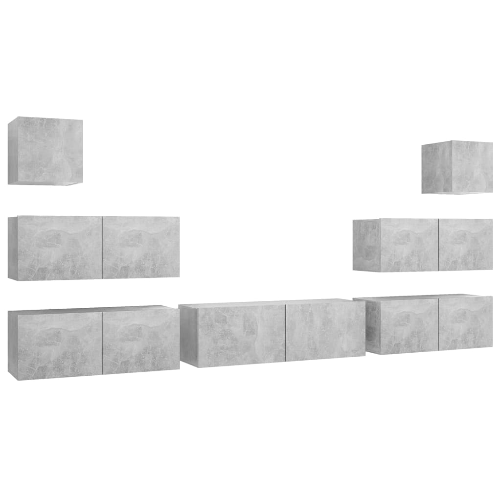 Ensemble de meubles TV 7 pcs Gris béton Bois d'ingénierie - XIOS