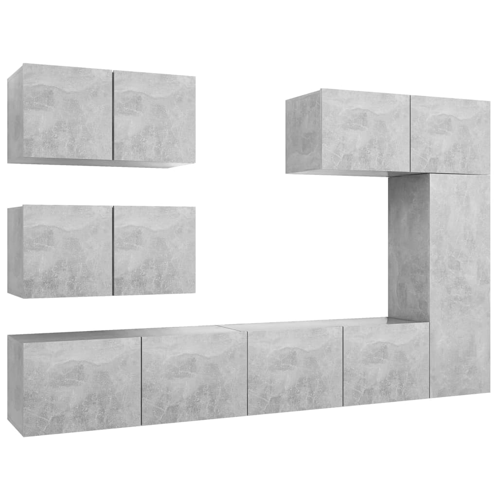 Ensemble de meubles TV 6 pcs Gris béton Bois d'ingénierie - XIOS