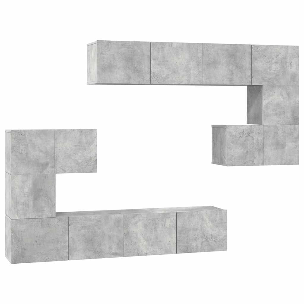 Ensemble de meubles TV 8 pcs Gris béton Bois d'ingénierie - XIOS
