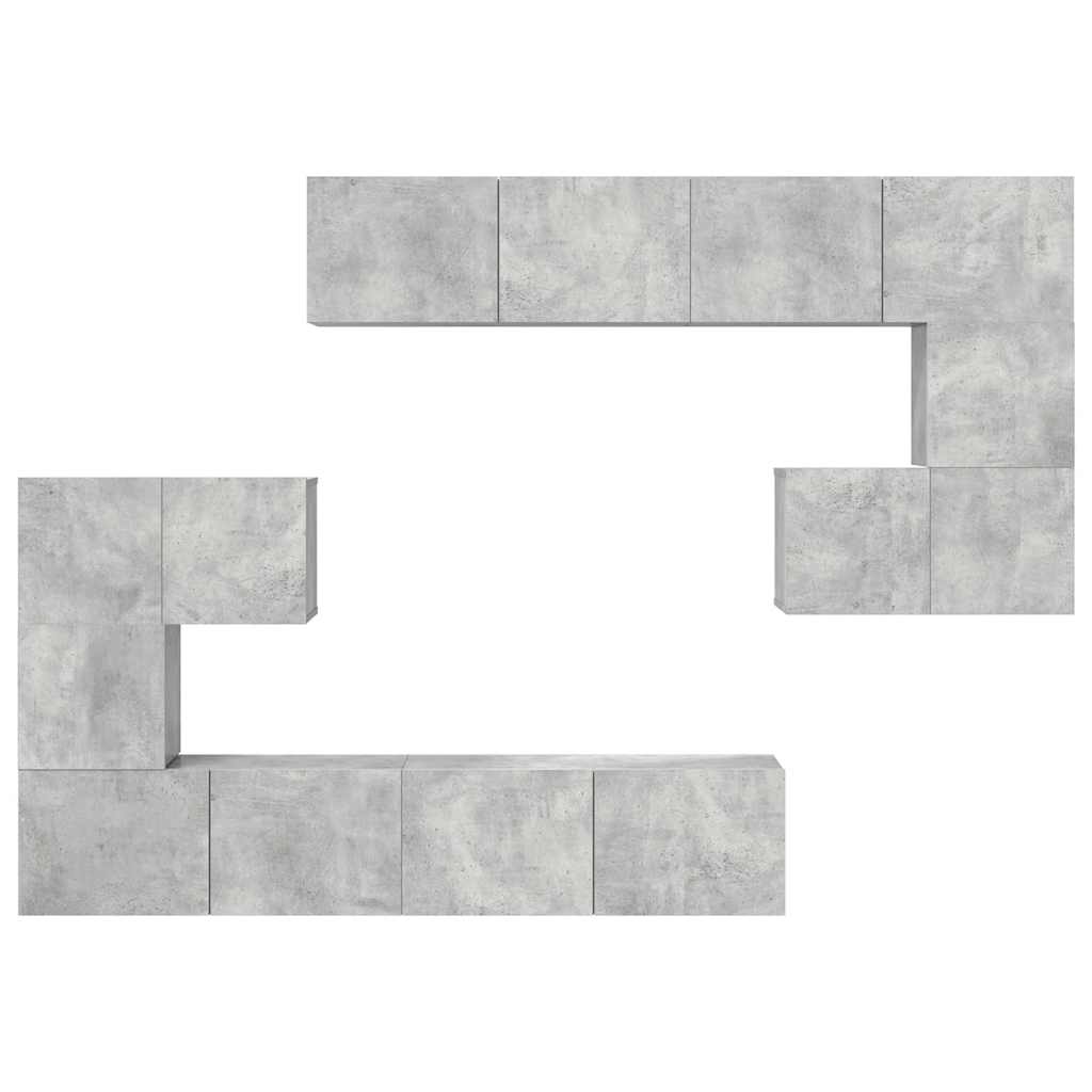 Ensemble de meubles TV 8 pcs Gris béton Bois d'ingénierie - XIOS
