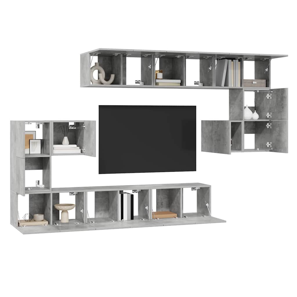 Ensemble de meubles TV 10 pcs Gris béton Bois d'ingénierie - XIOS