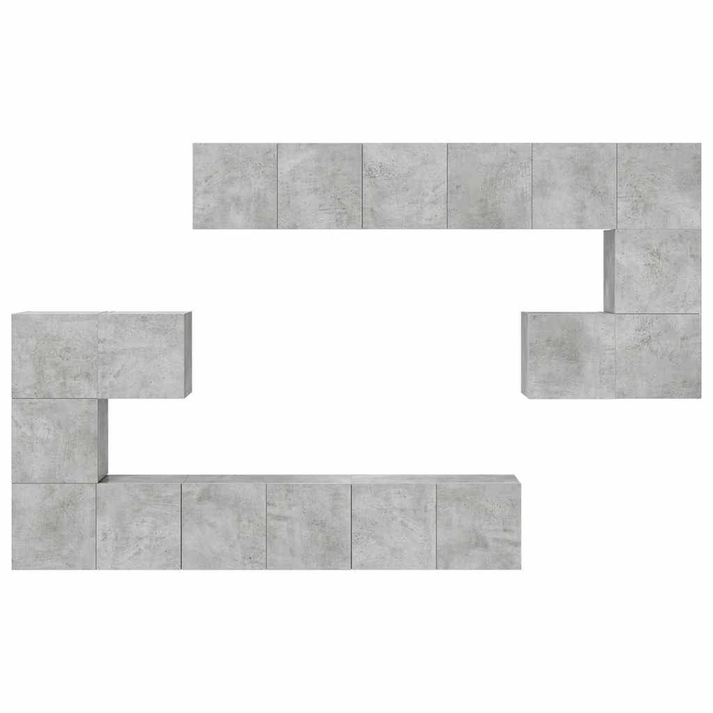 Ensemble de meubles TV 10 pcs Gris béton Bois d'ingénierie - XIOS