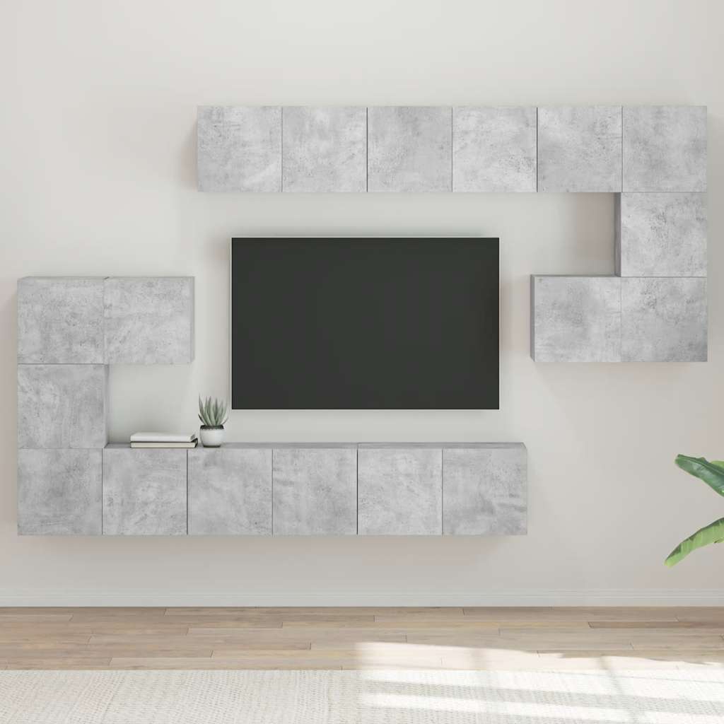 Ensemble de meubles TV 10 pcs Gris béton Bois d'ingénierie - XIOS