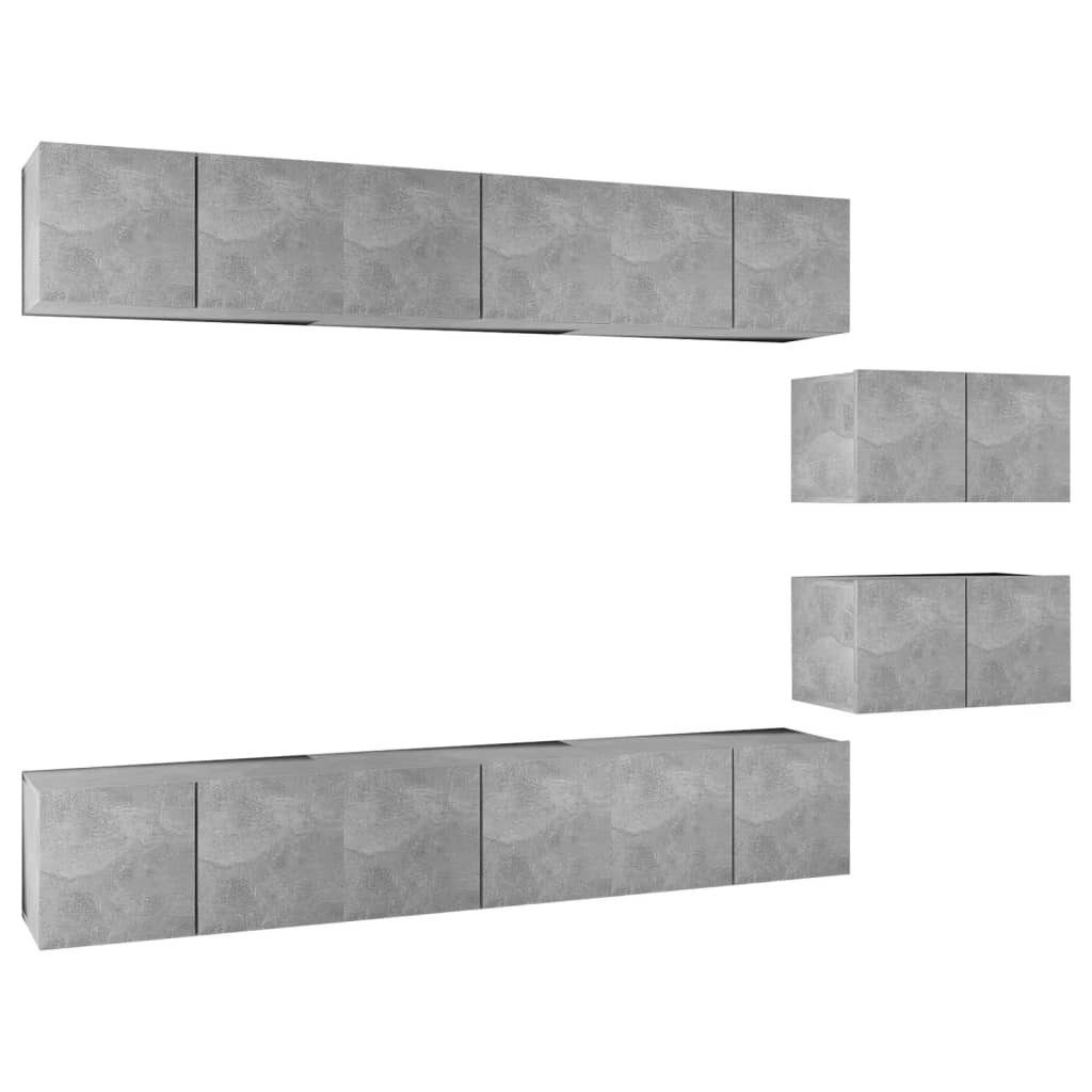 Meubles TV 8 pcs Gris béton Bois d'ingénierie - XIOS