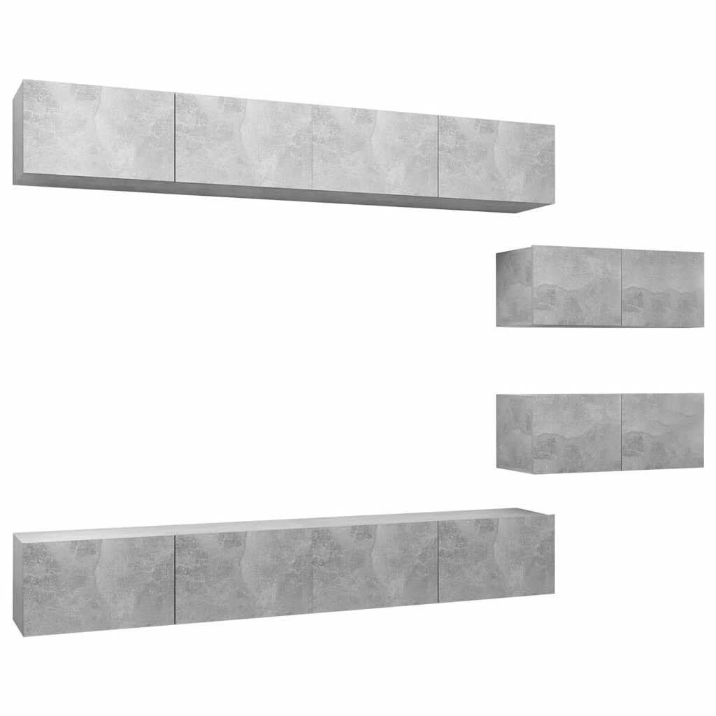 Ensemble de meubles TV 6 pcs Gris béton Bois d'ingénierie - XIOS
