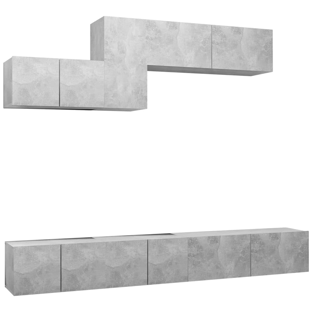 Ensemble de meubles TV 6 pcs Gris béton Bois d'ingénierie - XIOS