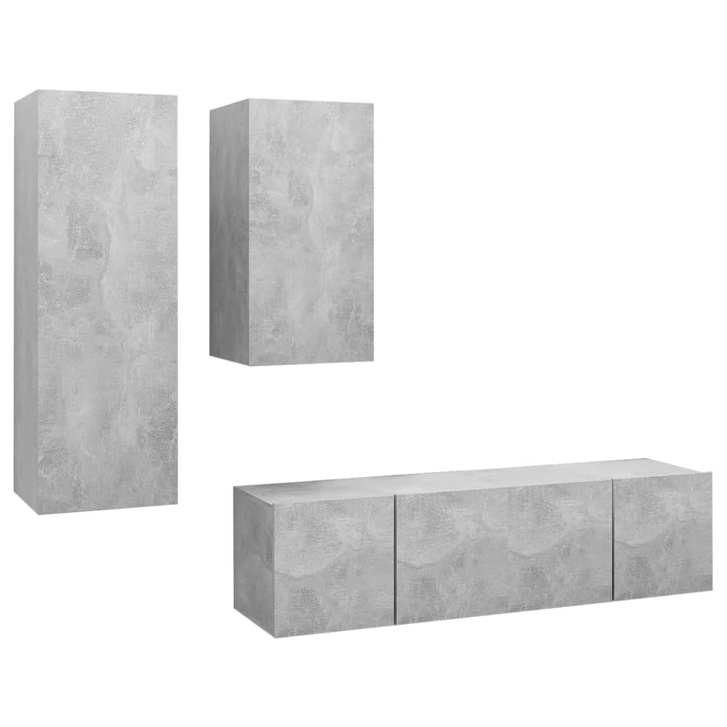 Ensemble de meubles TV 4 pcs Gris béton Bois d'ingénierie - XIOS